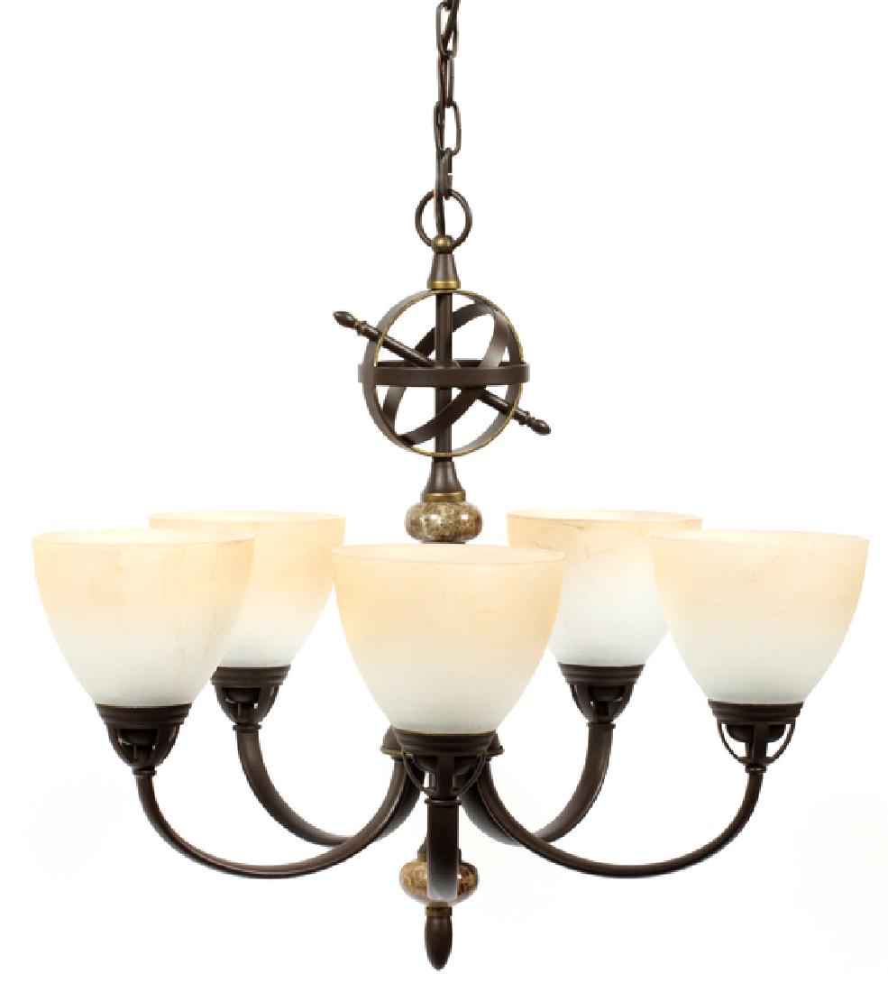 5 LIGHT METAL AND CERAMIC CHANDELIER (1 of 2)