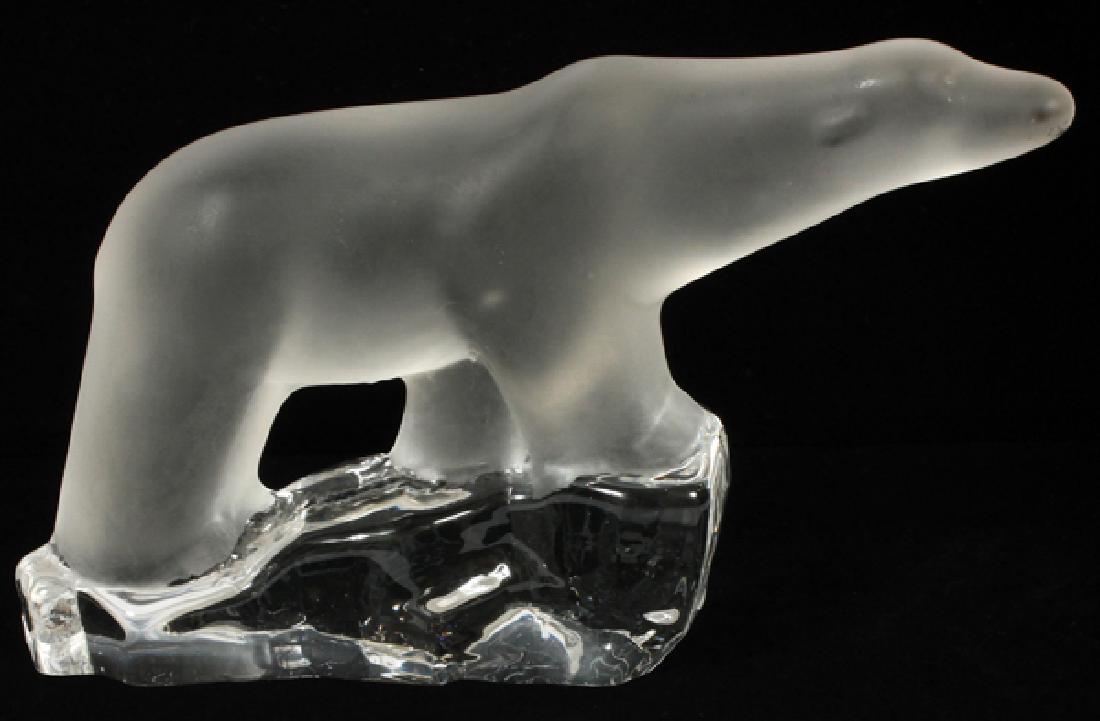 REIJMYRE FROSTED GLASS POLAR BEAR: REIJMYRE FROSTED GLASS POLAR BEAR H 4 1/2" L 8" D 2":molded. No apparent signatures.