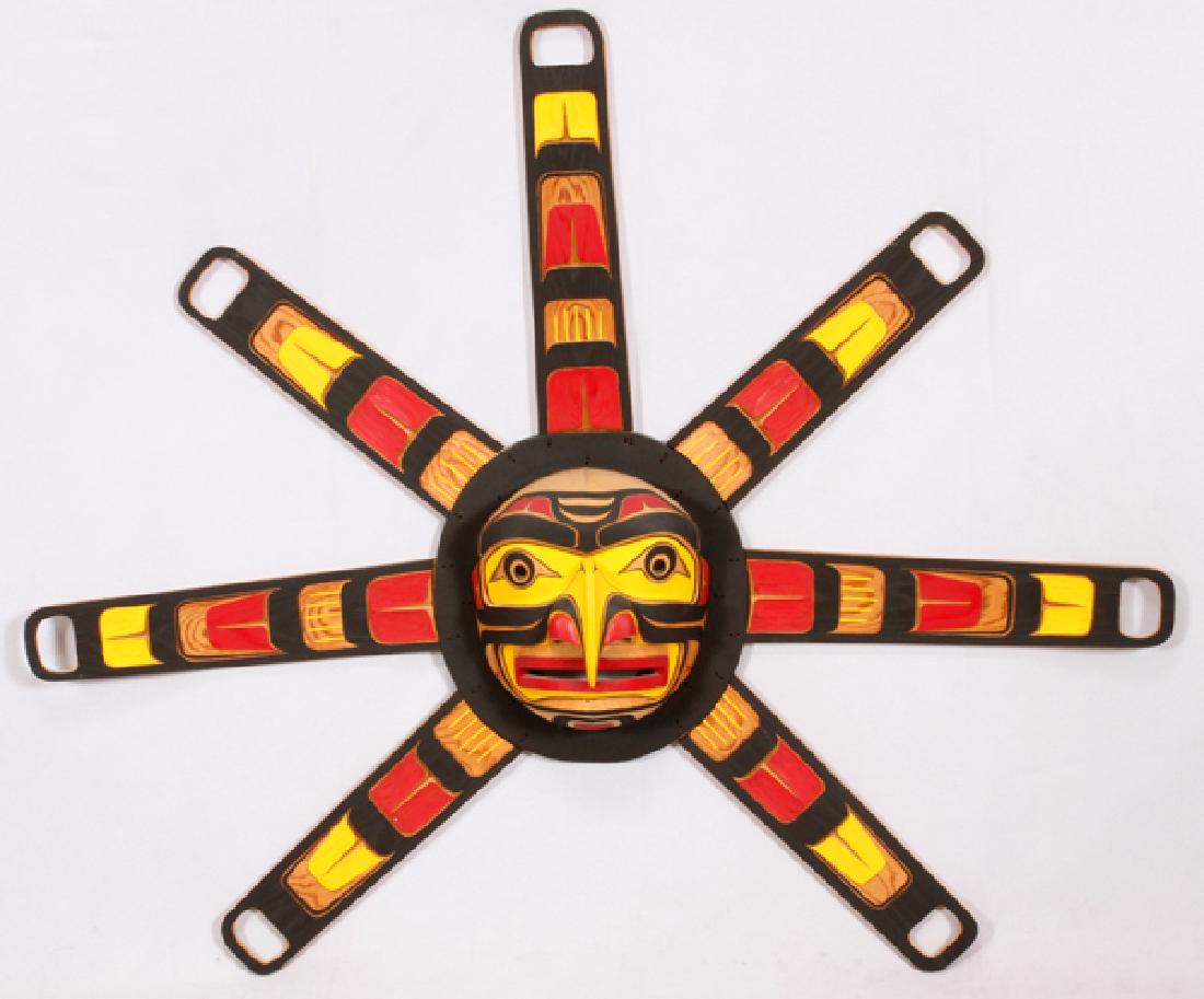 STANLEY HUNT KWAKIUTL POLYCHROME CEDAR SUN MASK (1 of 2)