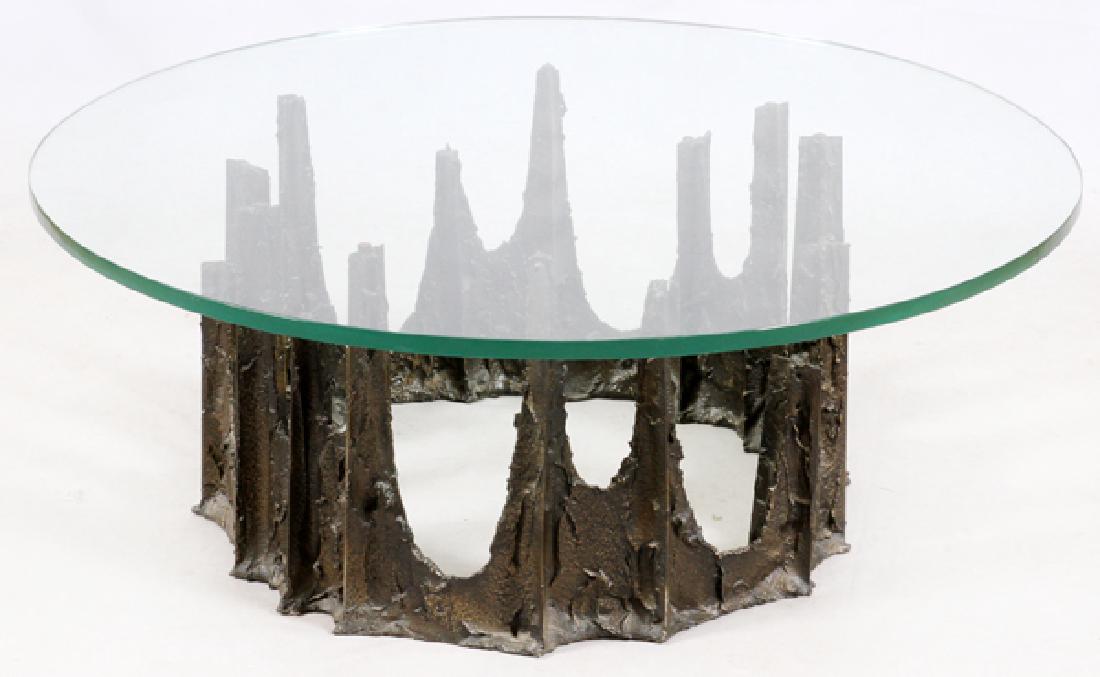 IN THE STYLE OF PAUL EVANS SCULPTED METAL TABLE (1 of 2)