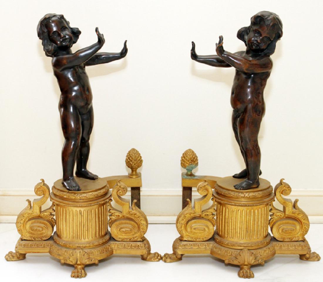 FRENCH BRONZE CHERUB CHENETS 19TH.C. PAIR (1 of 4)