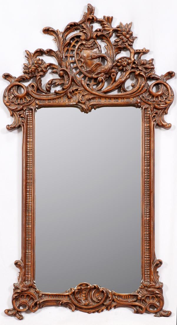 ITALIAN HAND CARVED WOOD FRAMED MIRROR (1 of 2)