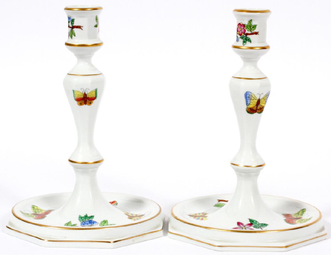 HEREND VICTORIAN PATTERN PORCELAIN CANDLESTICKS (1 of 3)