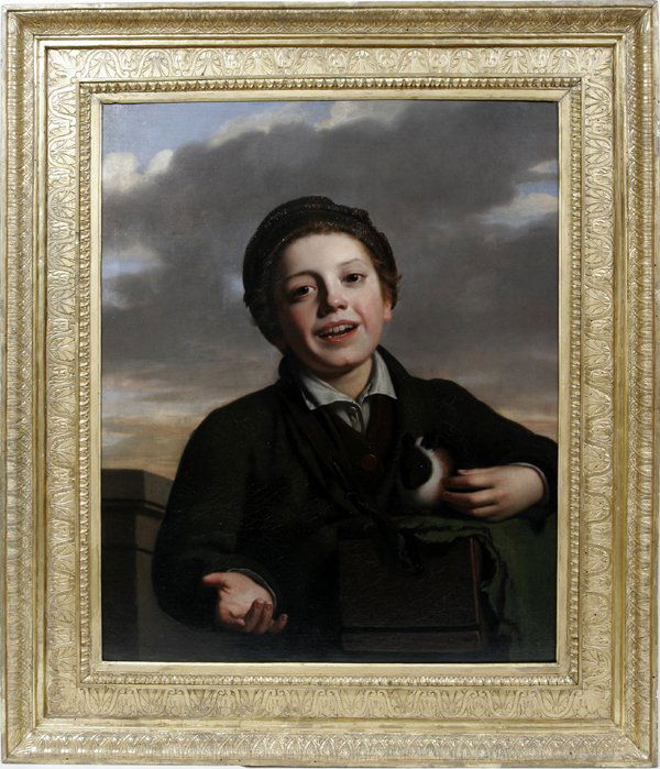 JOHN G. BROWN OIL ON CANVAS, LAUGHING BOY: JOHN GEORGE BROWN (AMER.1831 - 1913), OIL ON CANVAS, 30" X 24", LAUGHING BOY:Not signed; framed. EX COLLECTION: James and Caroline Duff, Grosse Pointe