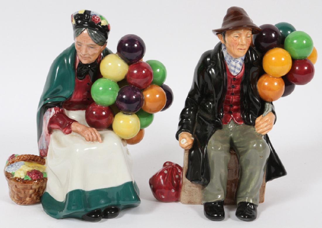 ROYAL DOULTON 2 PCS.: ROYAL DOULTON, 2 PCS. H 7" & 7 1/2", "THE BALLOON MAN" & "THE OLD BALLOON SELLER":Two figurines. "The Balloon Man", Hn1954 and "The Old Balloon Seller", Hn 1315.