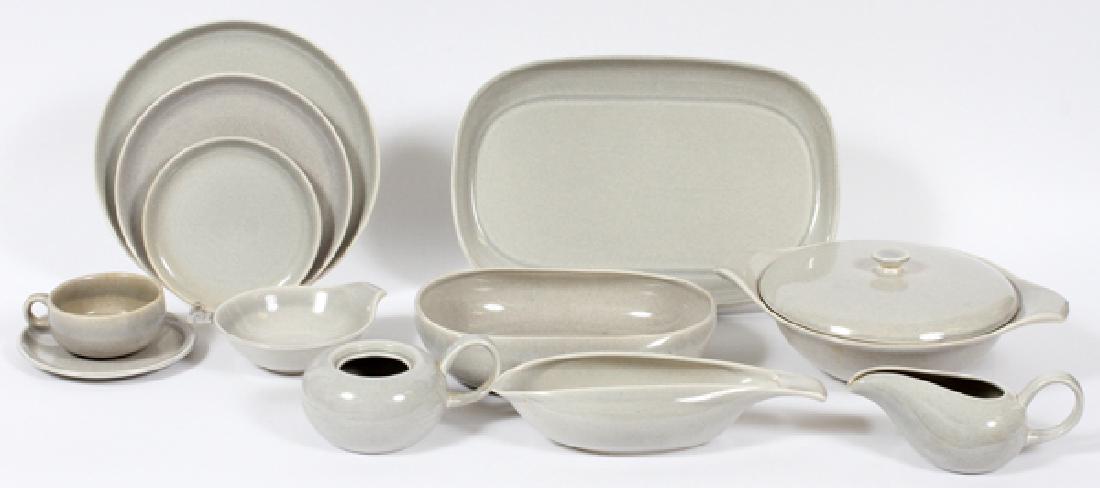 RUSSEL WRIGHT GRAY PARTIAL SERVICE 50 PLUS PIECES: RUSSEL WRIGHT GRAY PARTIAL SERVICE, 50 PLUS PIECES:Includes 6 dinner plates, 12 small bread plates, 13 saucers, 5 salad plates, creamer, sugar, round serving bowl, covered casserole, round serving bow