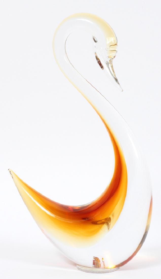 MURANO CLEAR AND AMBER GLASS SWAN (1 of 3)