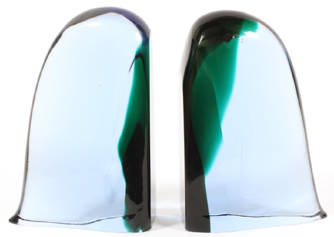 CEDENESE MURANO ART GLASS BLUE BOOKENDS PAIR (1 of 2)