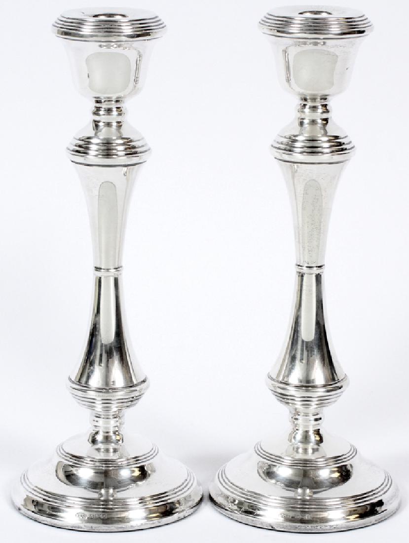 ENGLISH STERLING SINGLE LIGHT CANDLESTICKS PAIR (1 of 3)