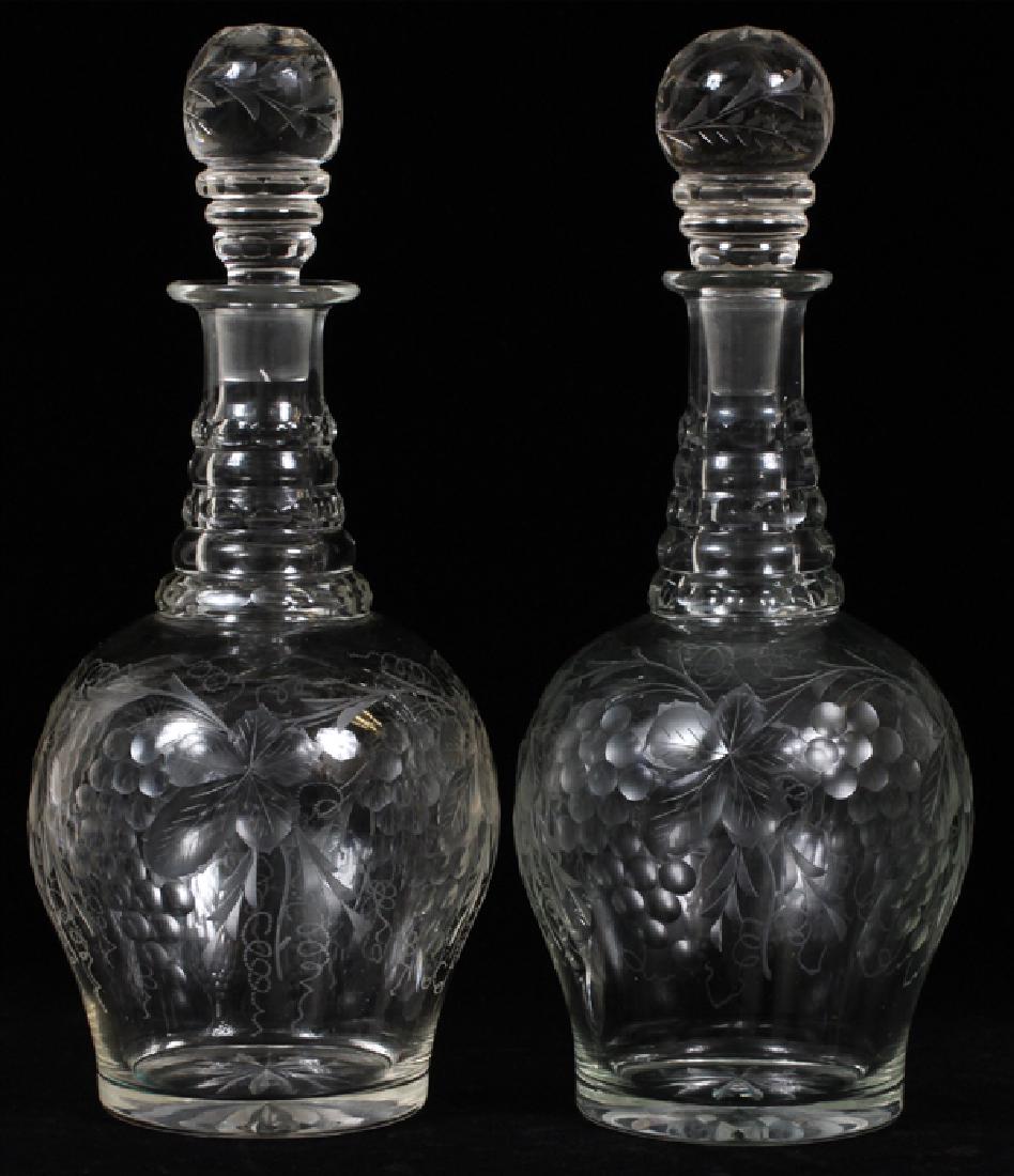 AMERICAN ETCHED GLASS DECANTERS TWO (1 of 2)