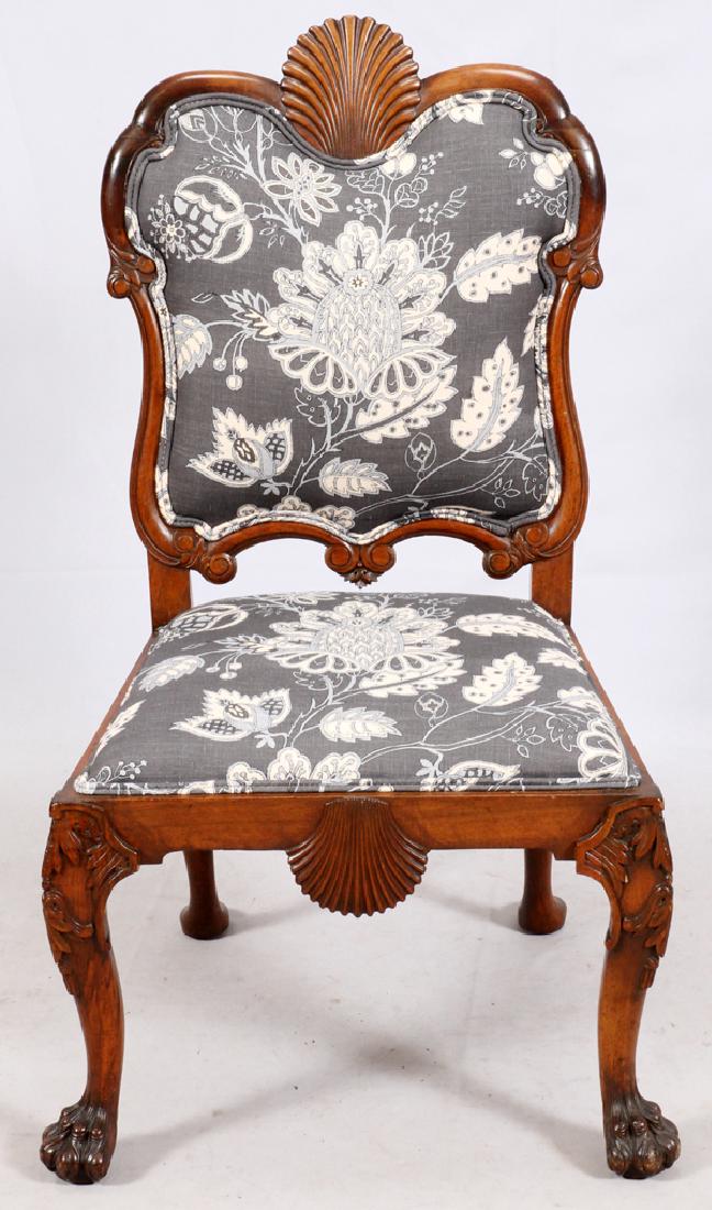 WALNUT GEORGIAN STYLE HAND CARVED SIDE CHAIR (1 of 2)