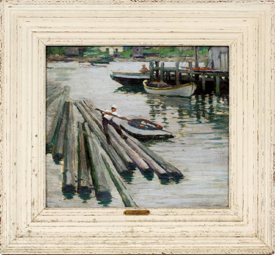 FREDERICK MILTON GRANT OIL ON CANVAS LOGGING SCENE (1 of 6)