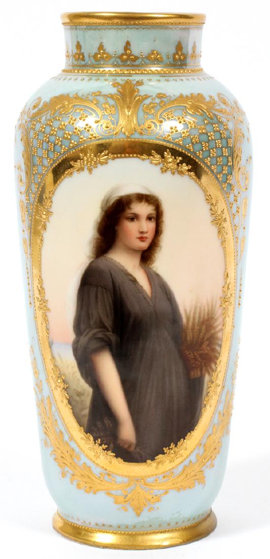 ROYAL VIENNA PORCELAIN VASE 'PORTRAIT OF RUTH' W/ (1 of 4)