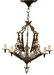 ART DECO FIVE-LIGHT BRASS CHANDELIER