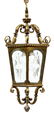 BRASS AND CUT GLASS HANGING LANTERN