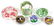 ART GLASS FLORAL PAPERWEIGHTS 6 PCS.