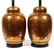 COPPER TONE PORCELAIN TABLE LAMPS PAIR