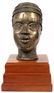 AFRICAN BENIN BRONZE BUST AND WOODEN STAND