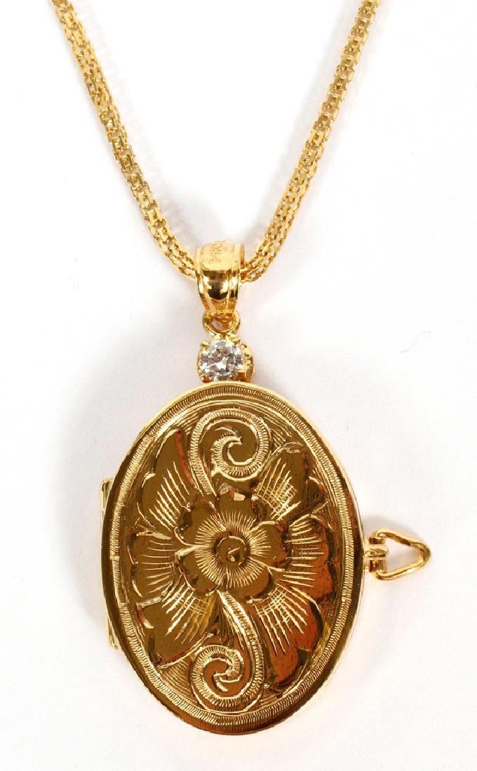 .20CT DIAMOND AND 14KT YELLOW GOLD LOCKET NECKLACE (1 of 2)