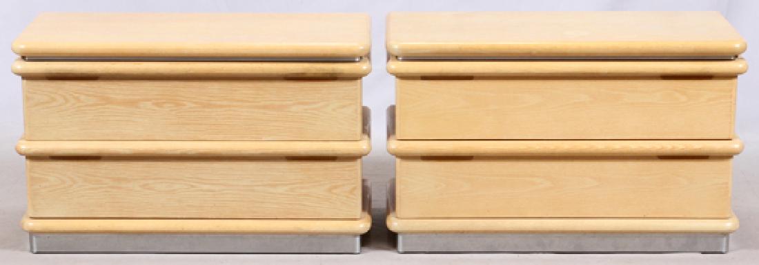 CENTURY JAY SPECTRE TWO-DRAWER WHITE OAK COMMODES: CENTURY, JAY SPECTRE TWO-DRAWER WHITE OAK COMMODES, PAIR H 22", L 36", D 16":Marked on interior plaque Jay Spectre/Century.