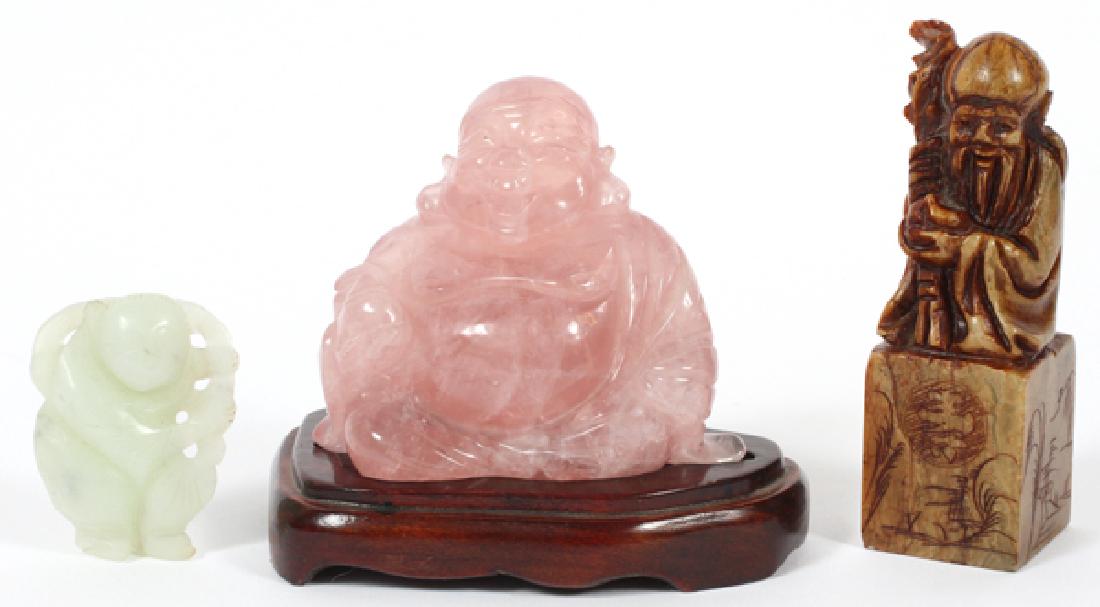 CARVED HARDSTONE FIGURES OF BUDDHA THREE (1 of 3)