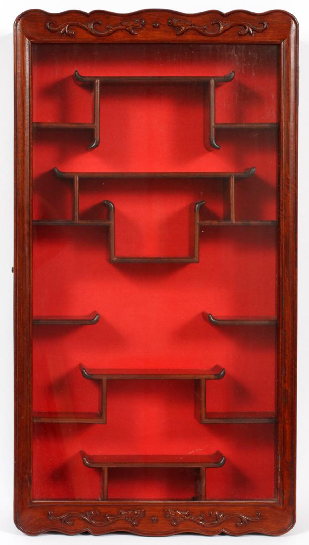 CHINESE TEAKWOOD HANGING CABINET (1 of 2)