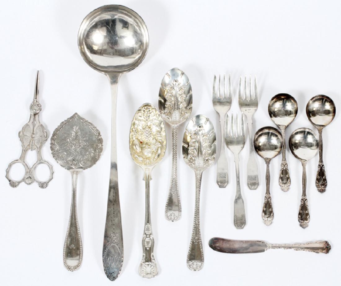 SILVER PLATE SERVING PIECE GROUPING 13 PCS (1 of 2)