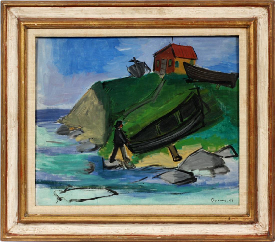 BEN BENN OIL ON CANVAS: BEN BENN (AMERICAN, 1884-1985), OIL ON CANVAS, H 20", L 24", "MONTAUK, LI":Signed and dated "'48" lower right; titled, signed and dated on verso of canvas; Maestro Auctions, August 2006, lot 147 label