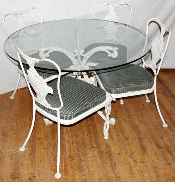 112438 WOODARD WROUGHT IRON, GLASS TOP TABLE & CHAIRS Nov 12, 2006 DuMouchelles in MI