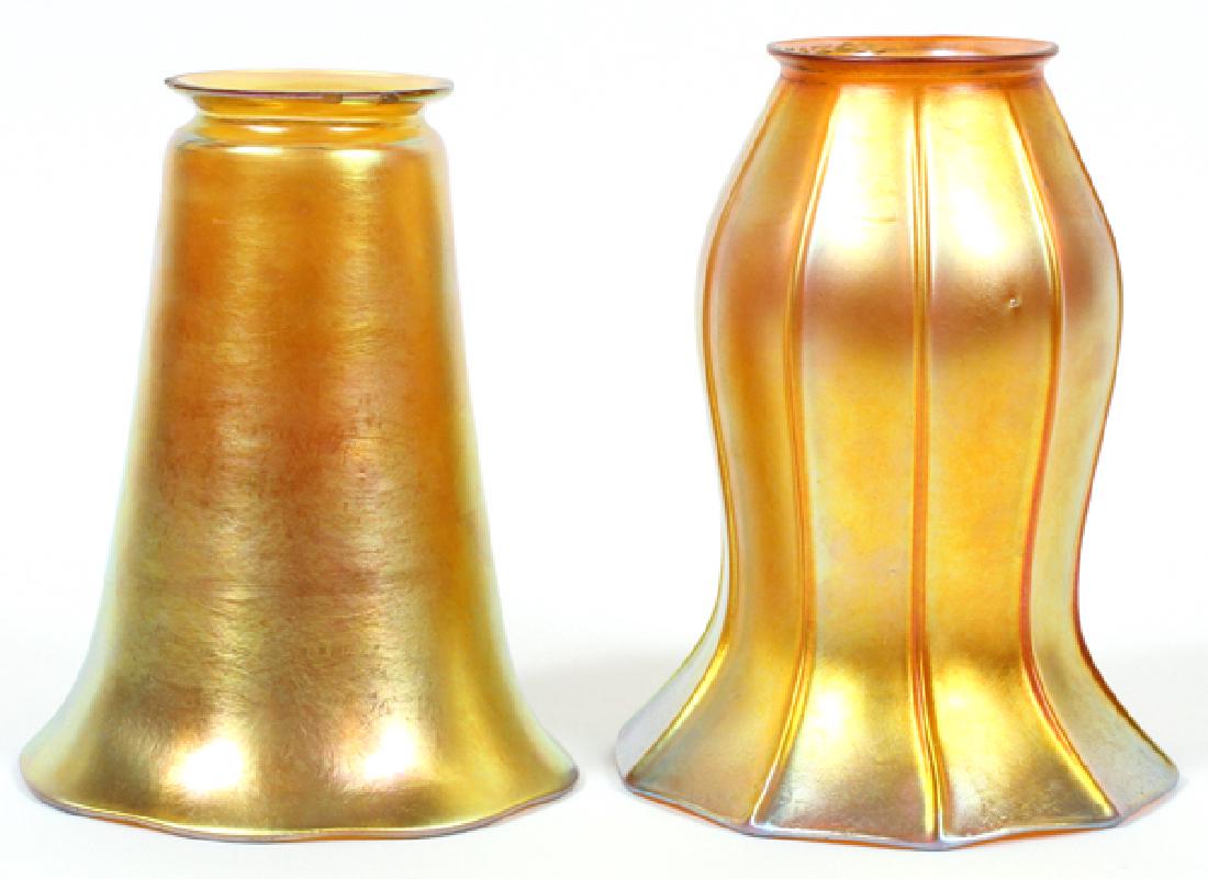 QUEZAL AND OTHER IRIDESCENT GLASS SHADE TWO (1 of 5)