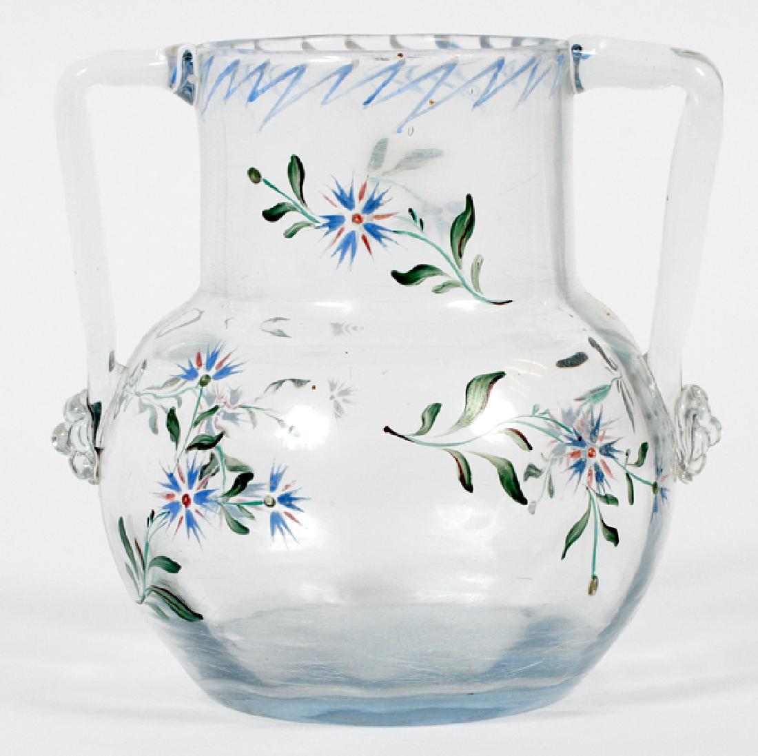 EMILE GALLE ENAMELED BLUE GLASS VASE C.1890 (1 of 4)
