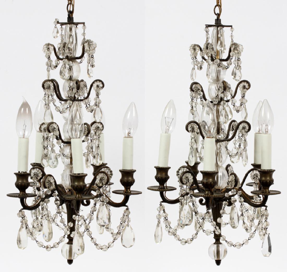 LOUIS XV-STYLE BRONZE & CRYSTAL WALL SCONCES PAIR (1 of 5)