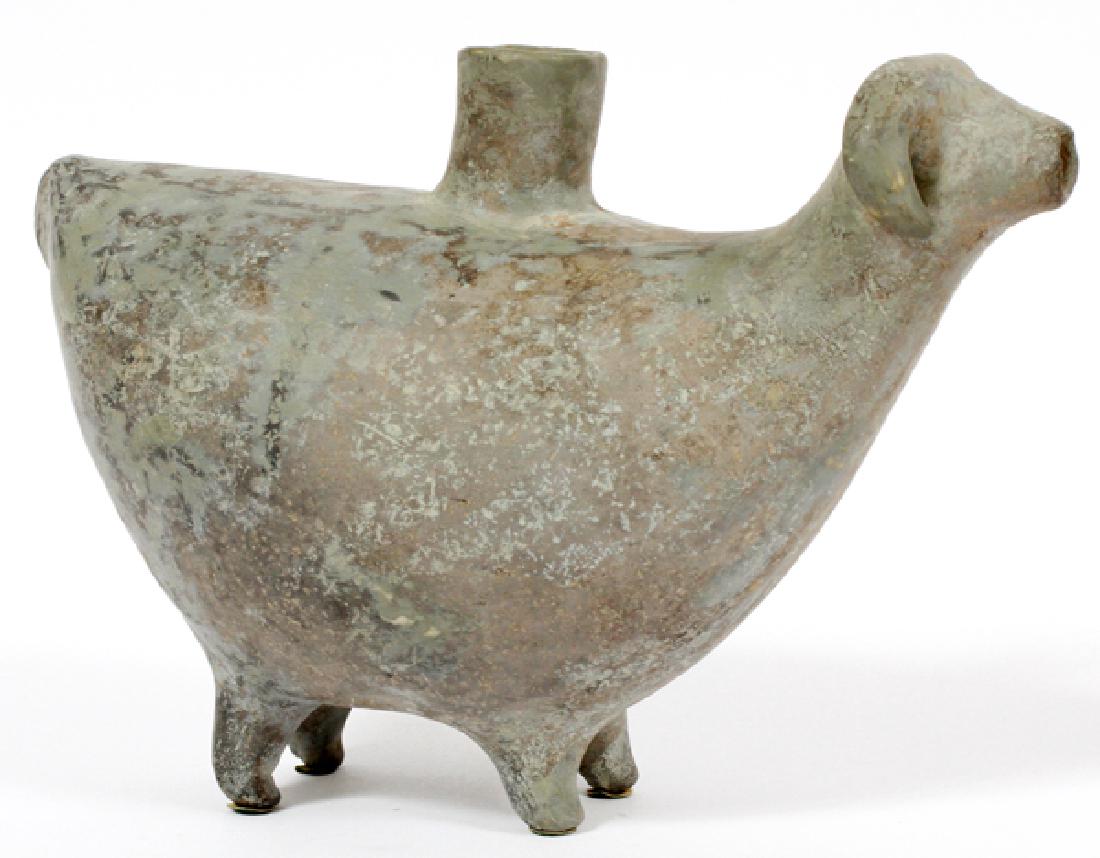 AMLASH STYLE TERRACOTTA RAM RHYTON (1 of 3)