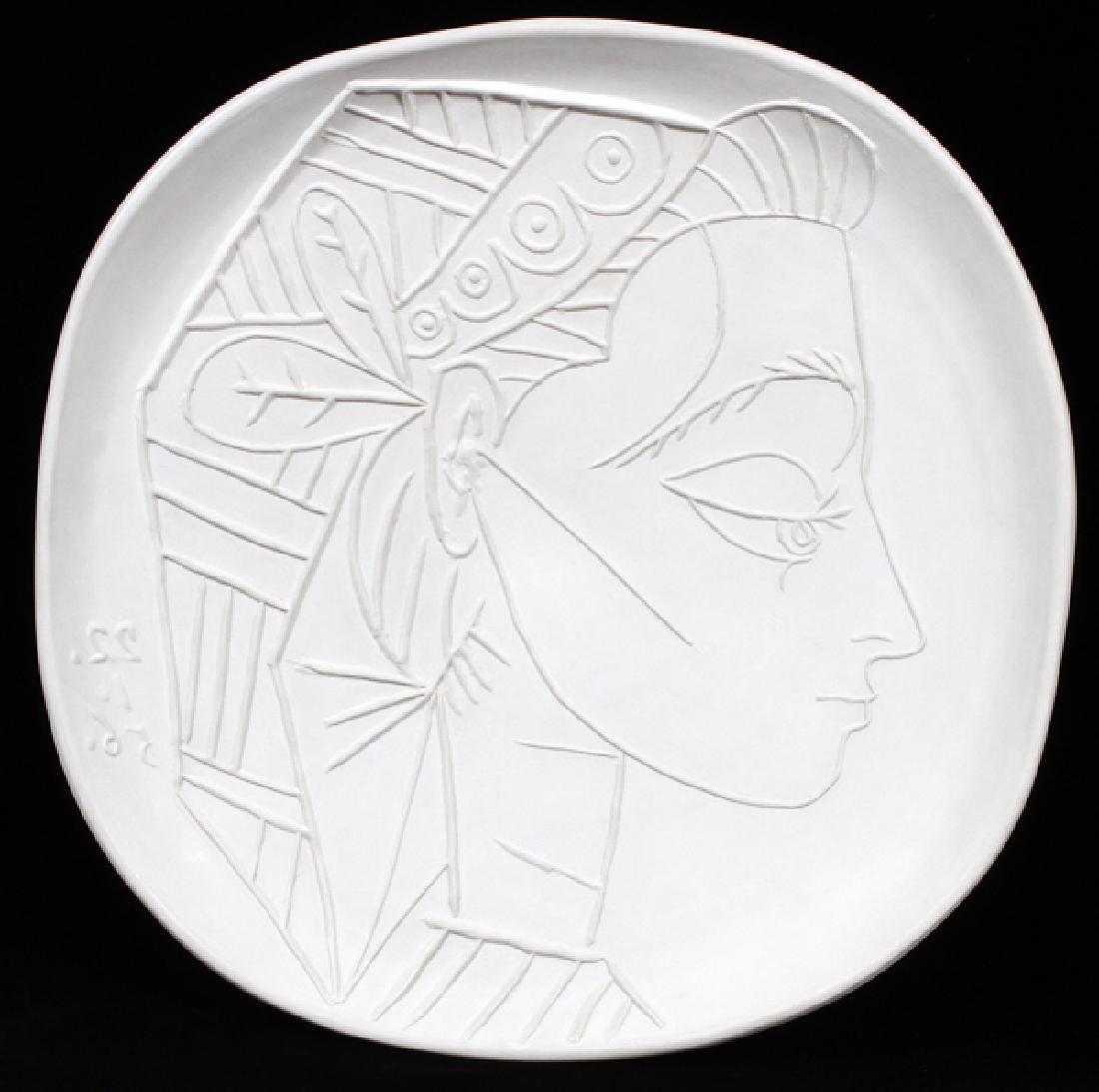 PABLO PICASSO WHITE EARTHENWARE PLAQUE (1 of 5)