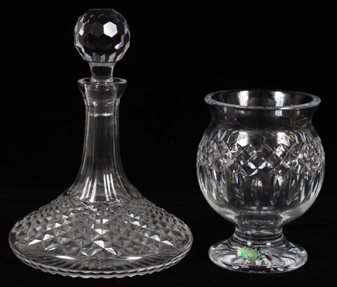 WATERFORD HAND CUT CRYSTAL DECANTER AND VASE (1 of 2)