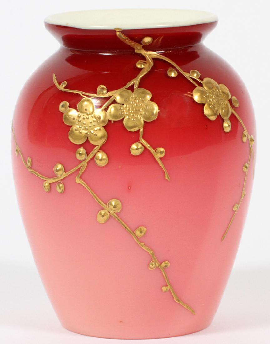 PEACH BLOW ART GLASS VASE C.1870 (1 of 3)