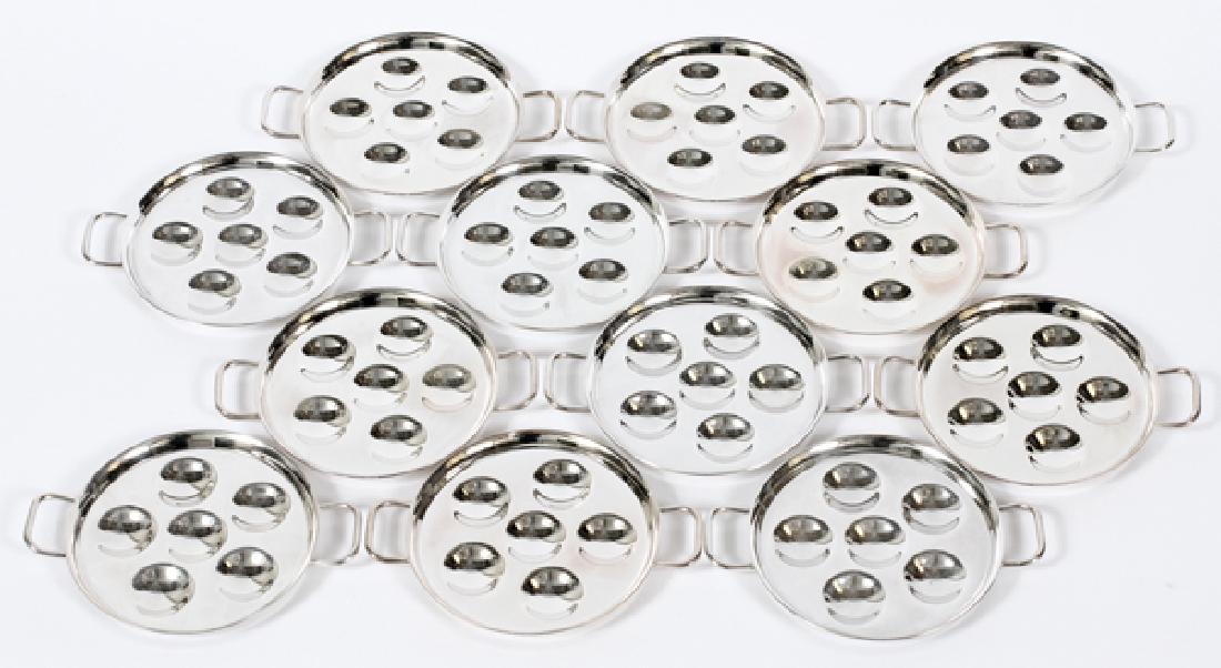 CHRISTOFLE SILVER PLATE ESCARGOT TRAYS SET OF 12 (1 of 3)