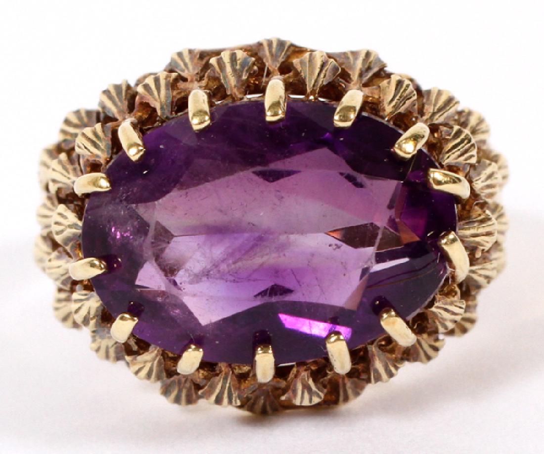 AMETHYST AND 14KT GOLD FILIGREE LADY'S RING (1 of 2)