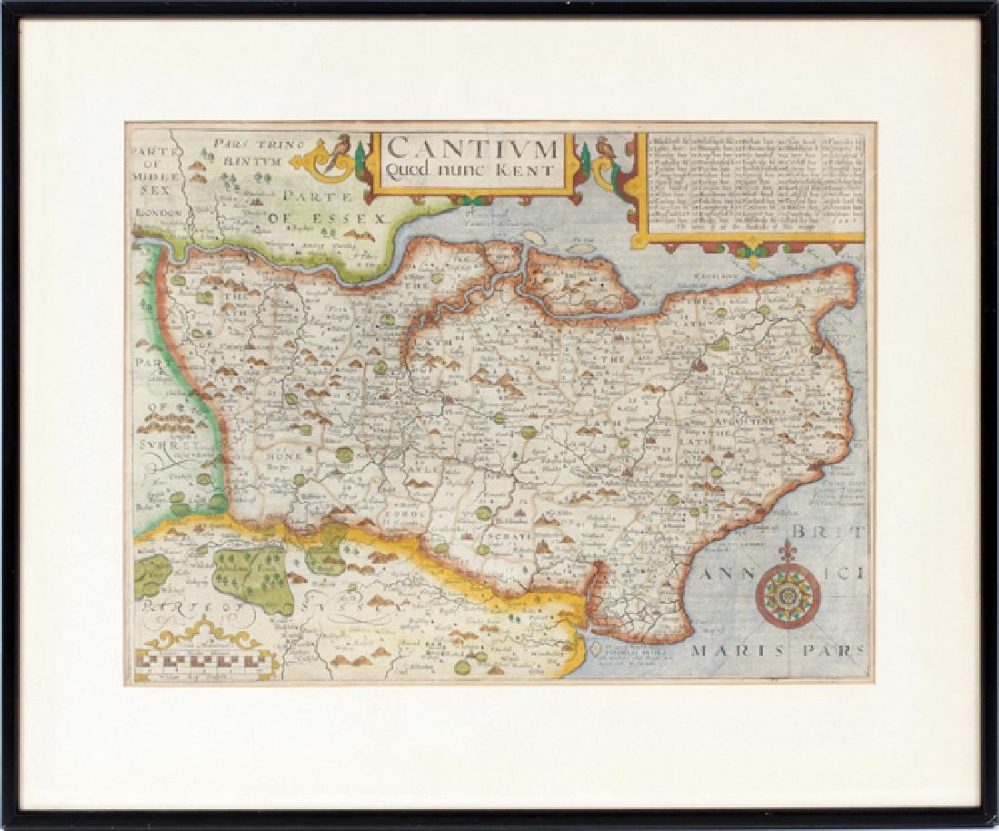 WILLIAM KIP AFTER JOHN NORDEN HAND COLORED MAP (1 of 3)