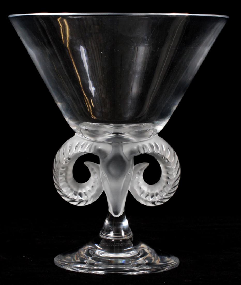 LALIQUE 'ARIES' FROSTED AND CLEAR GLASS COMPOTE (1 of 3)