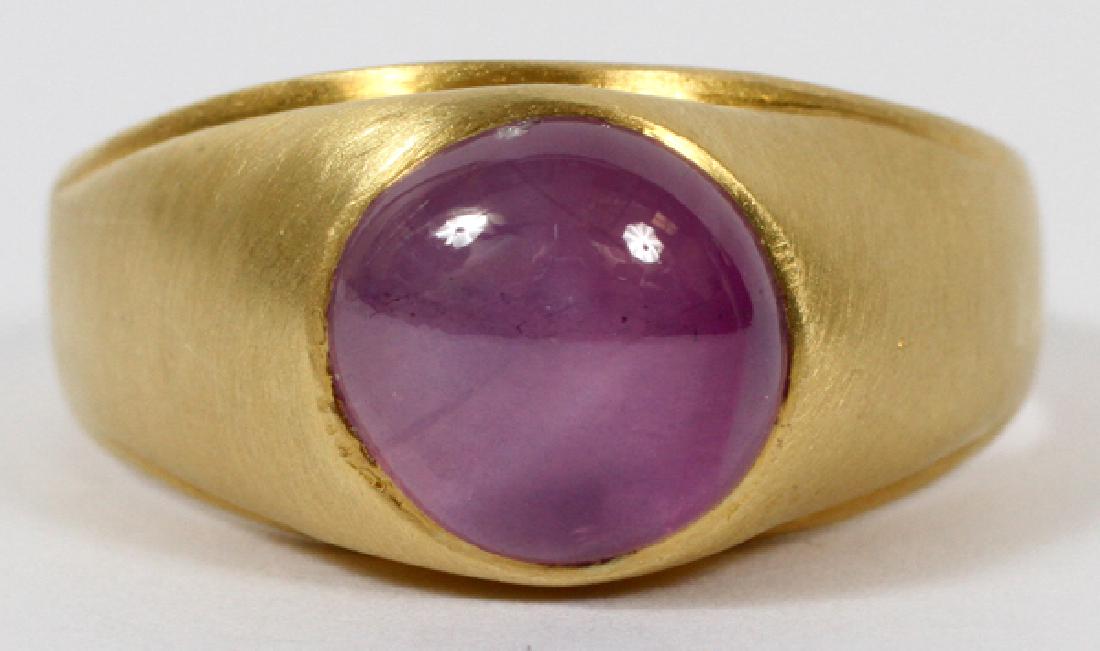 AMETHYST CABOCHON 18KT GOLD RING SIZE 12 (1 of 2)