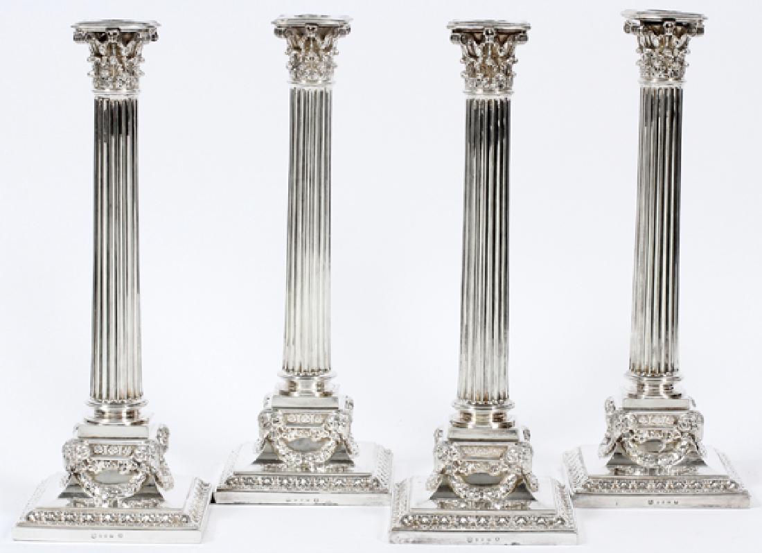NEOCLASSICAL STYLE SILVER PLATE CANDLESTICKS (1 of 4)