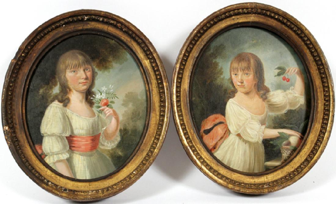 ANTIQUE OIL ON WOOD PANEL PAIR (1 of 5)