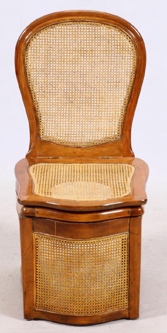 WALNUT & CANE COMMODE CHAIR (1 of 2)