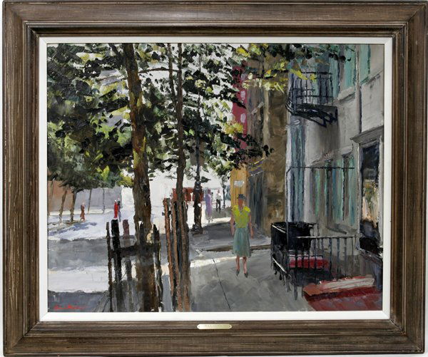 PETER HAYWARD OIL ON CANVAS, NEW YORK STREET: PETER HAYWARD [AMERICAN B. 1924], OIL ON CANVAS, 24" X 30", NEW YORK STREET SCENE:Signed lower left; framed.