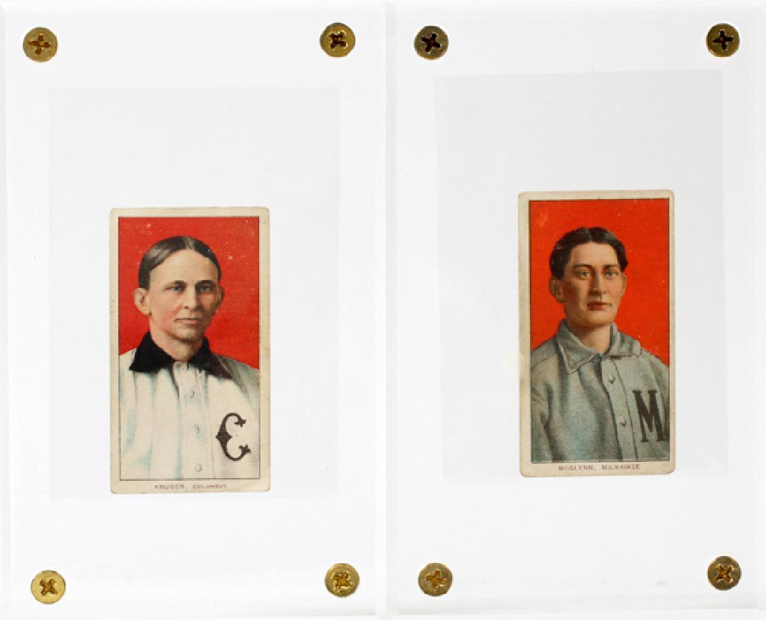 ART KRUGER COLUMBUS AND STONEY MCGLYNN CARDS C1909: ART KRUGER, COLUMBUS AND STONEY MCGLYNN, MILWAUKEE PIEDMONT 350, BASEBALL CIGARETTE CARDS, C1909 2 PCS.:Includes one Art Kruger, Columbus, Piedmont 350 cigarette card and one Stoney McGlynn, Milwaukee