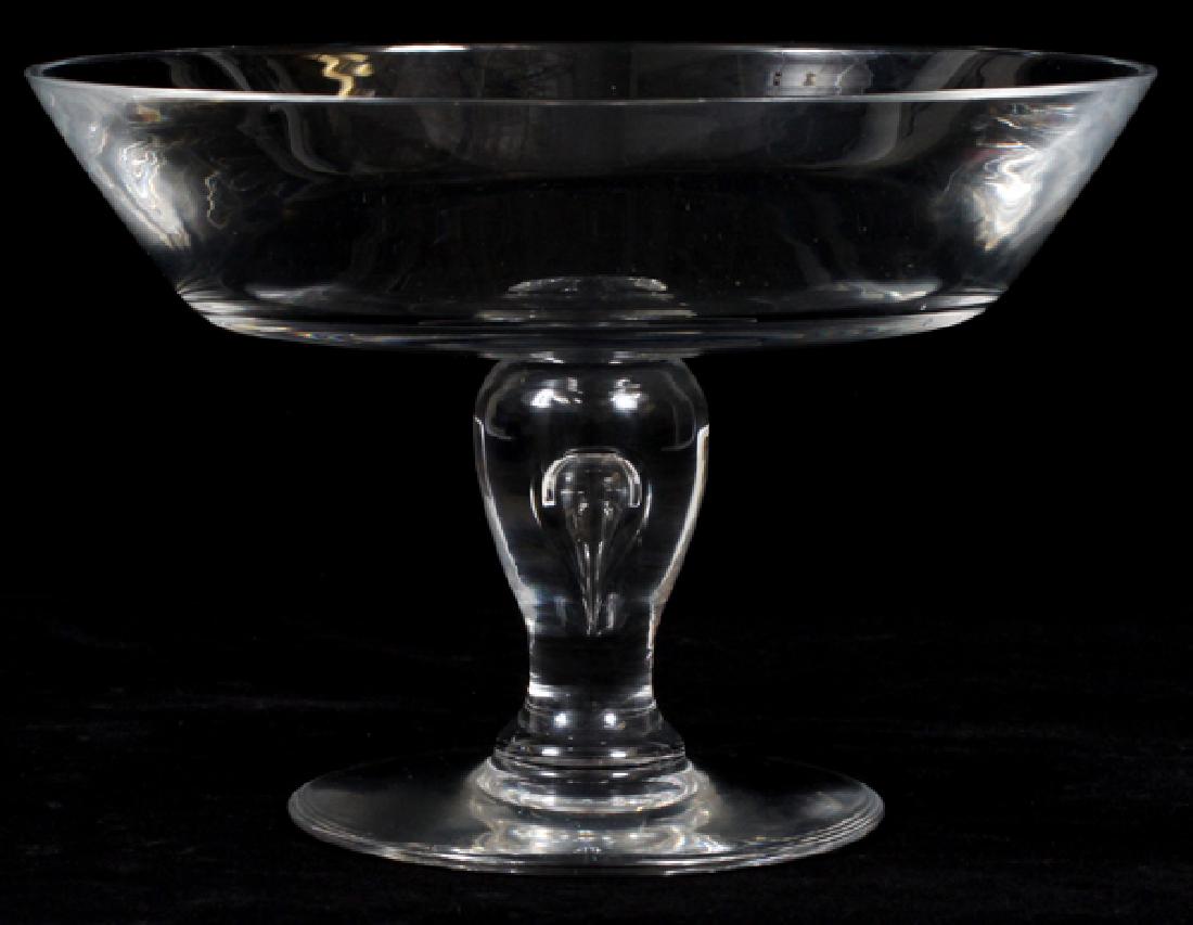 VAL ST. LAMBERT CRYSTAL COMPOTE: VAL ST. LAMBERT CRYSTAL COMPOTE, H 5 7/8", DIA 8 3/4":Having a bubble stem. Etched signature to the underside.