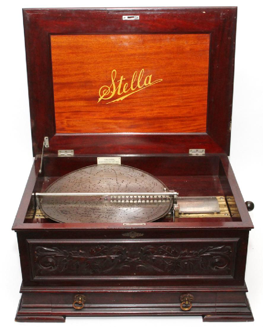 STELLA CARVED MAHOGANY CASE MUSIC BOX (1 of 8)
