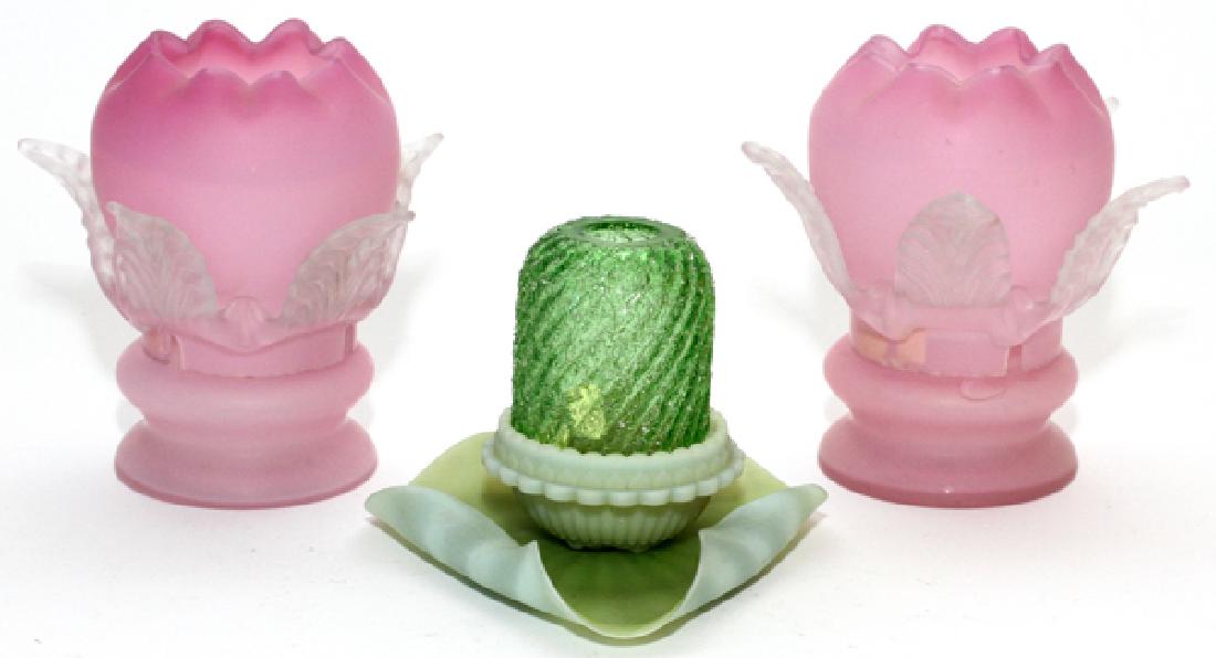 VICTORIAN GLASS FLORIFORM FAIRY LAMPS (1 of 2)