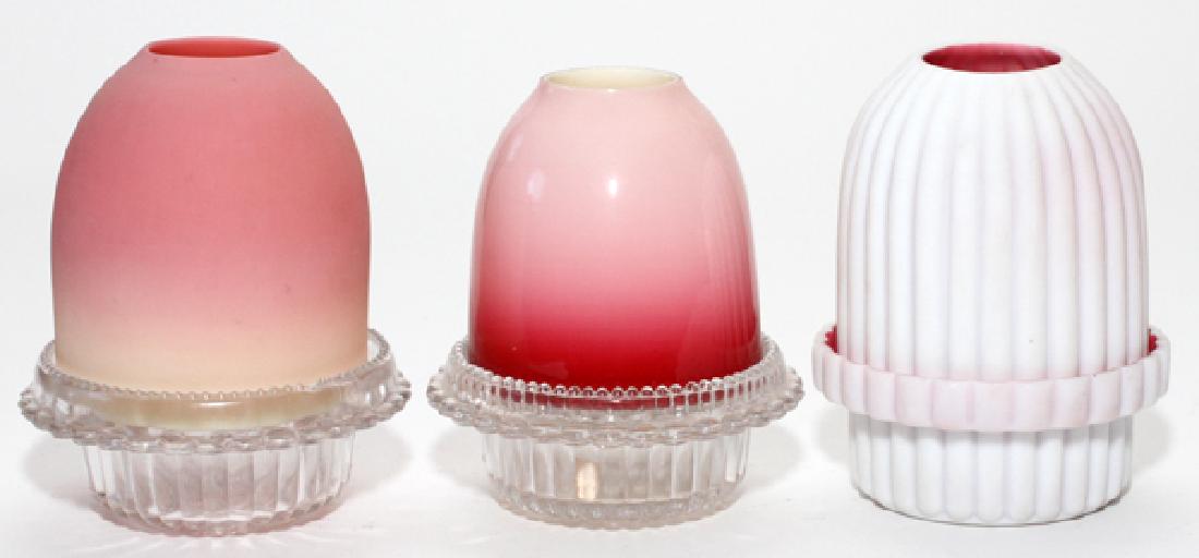 VICTORIAN PEACHBLOW AND SATIN GLASS FAIRY LAMPS (1 of 2)